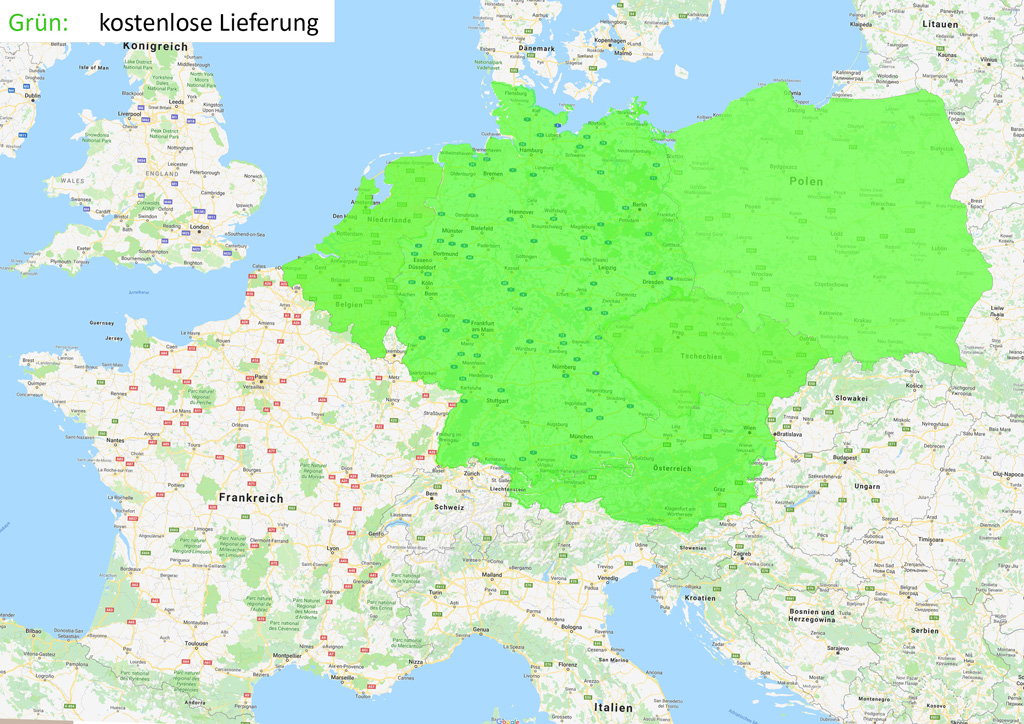 Mapa dostaw w Europie